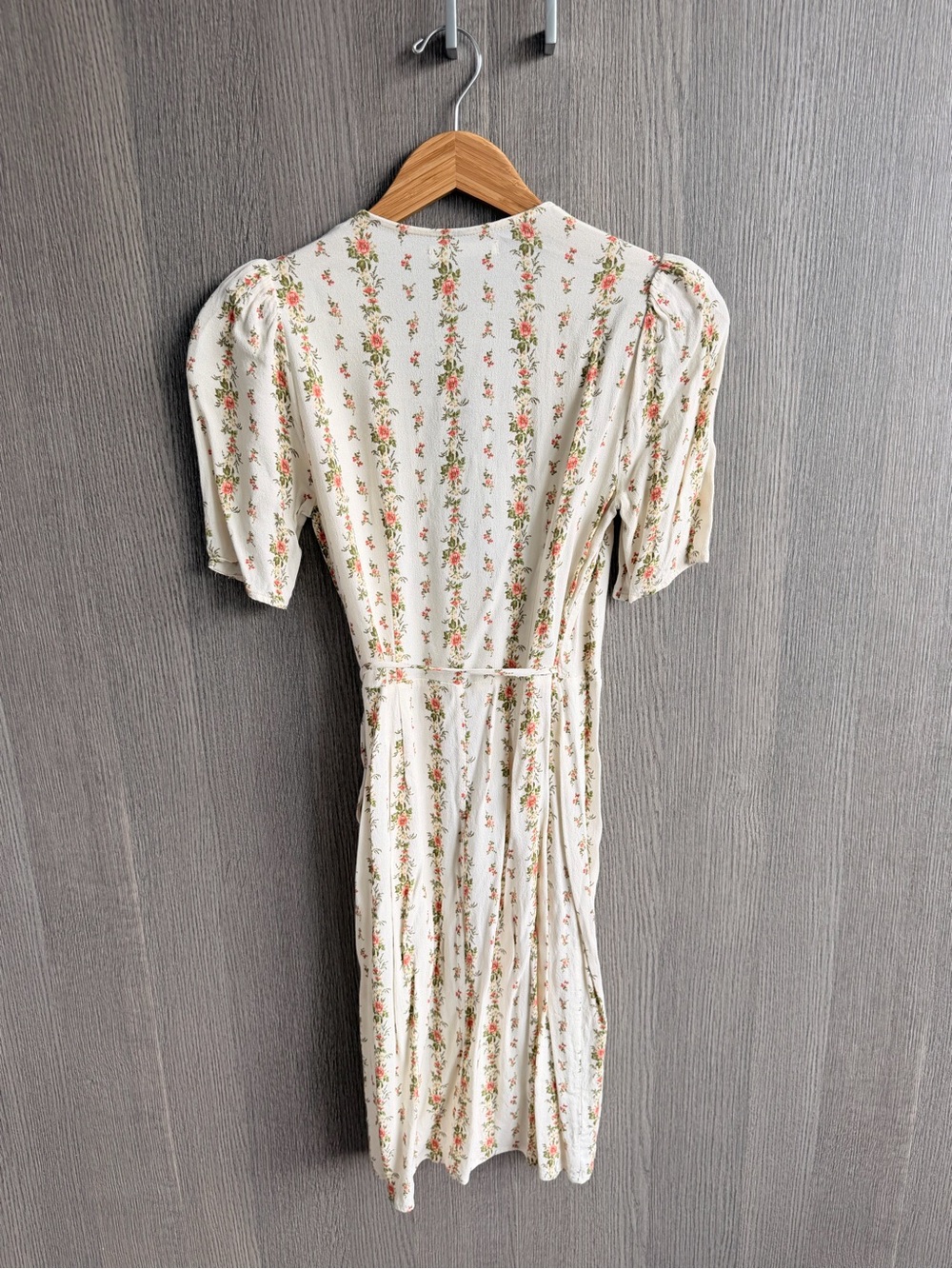 Reformation Cream Floral Wrap Midi Dress - Picture 2 of 6